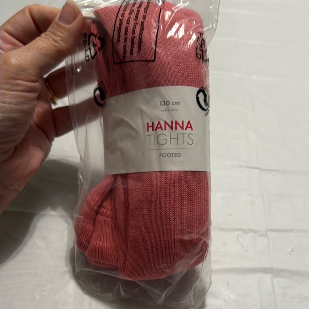 Hanna Andersson Pink Tights size 130 girls 8 NWT